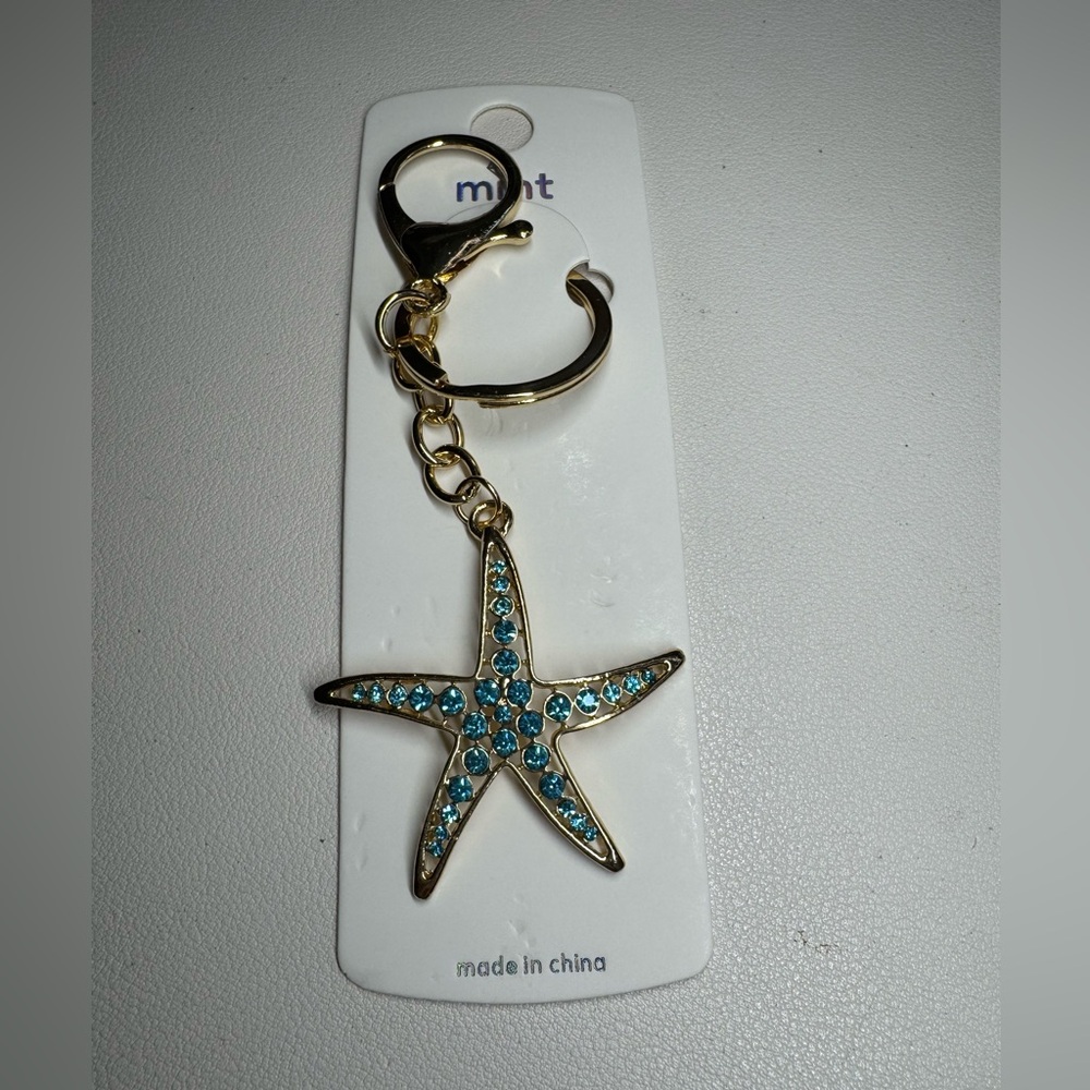 Mint Gold and turquoise Starfish Key Holder
